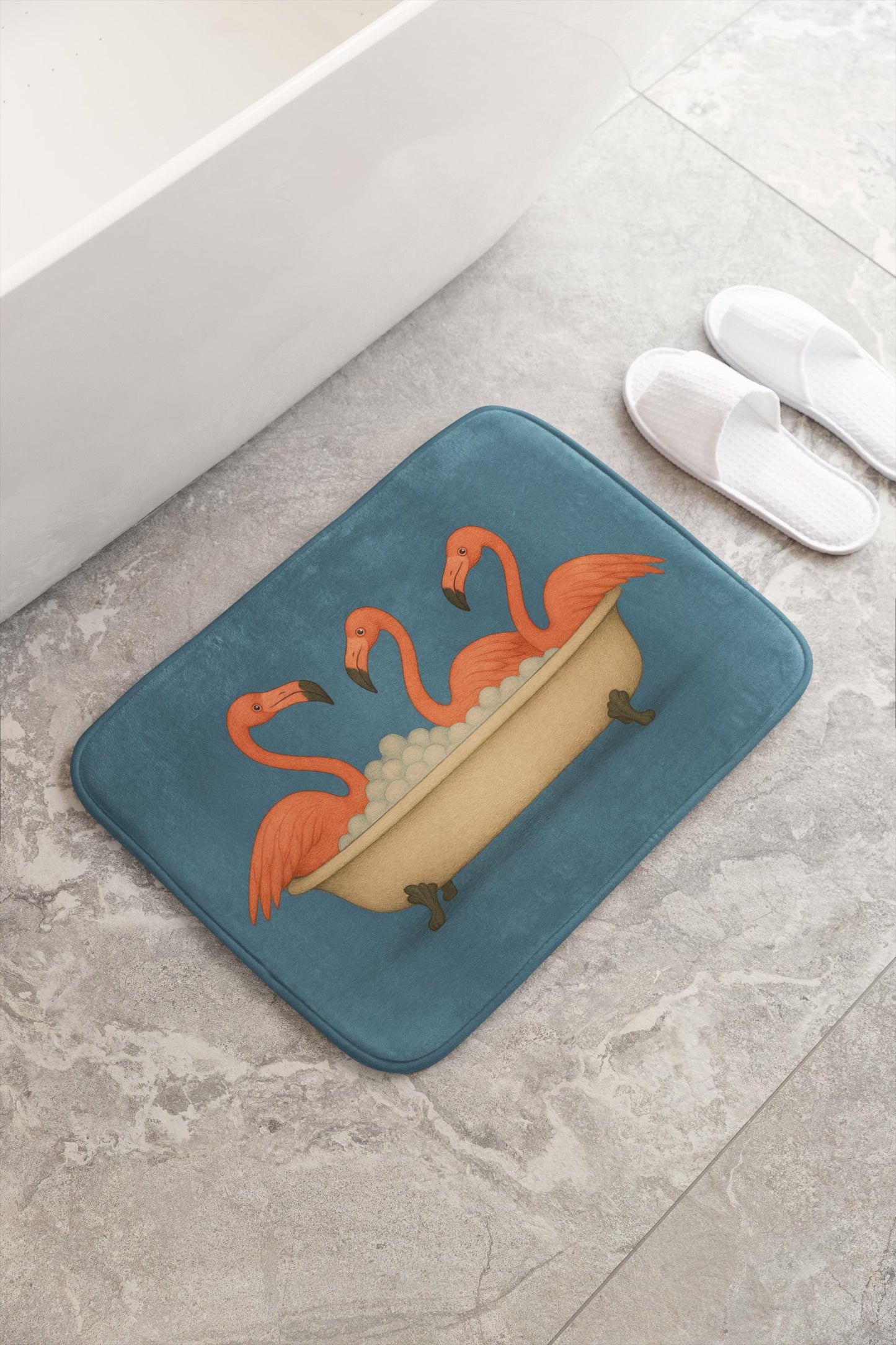 Flamingo Bath Mat – Funny Pink Bird Tropical Bathroom Rug