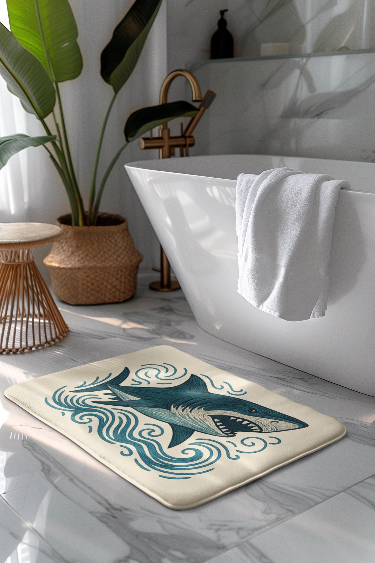 Shark Bath Mat – Fun Ocean Theme Bathroom Rug