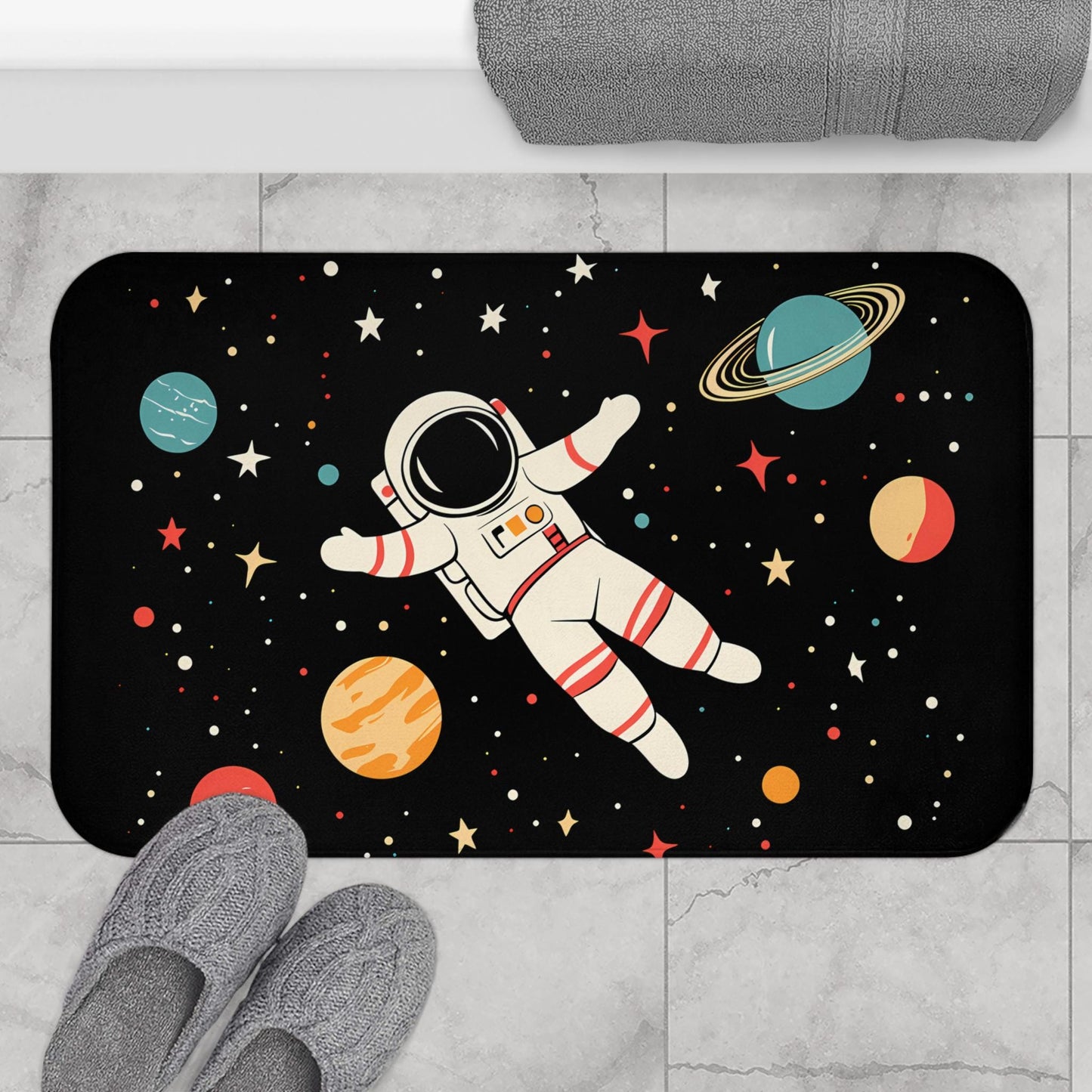 Astronaut Bath Mat – Outer Space Kids Bathroom Rug