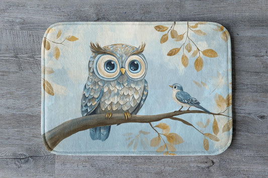 Owl Bath Mat – Woodland Bird Bathroom Rug, Cozy Animal Decor, Soft Non-Slip