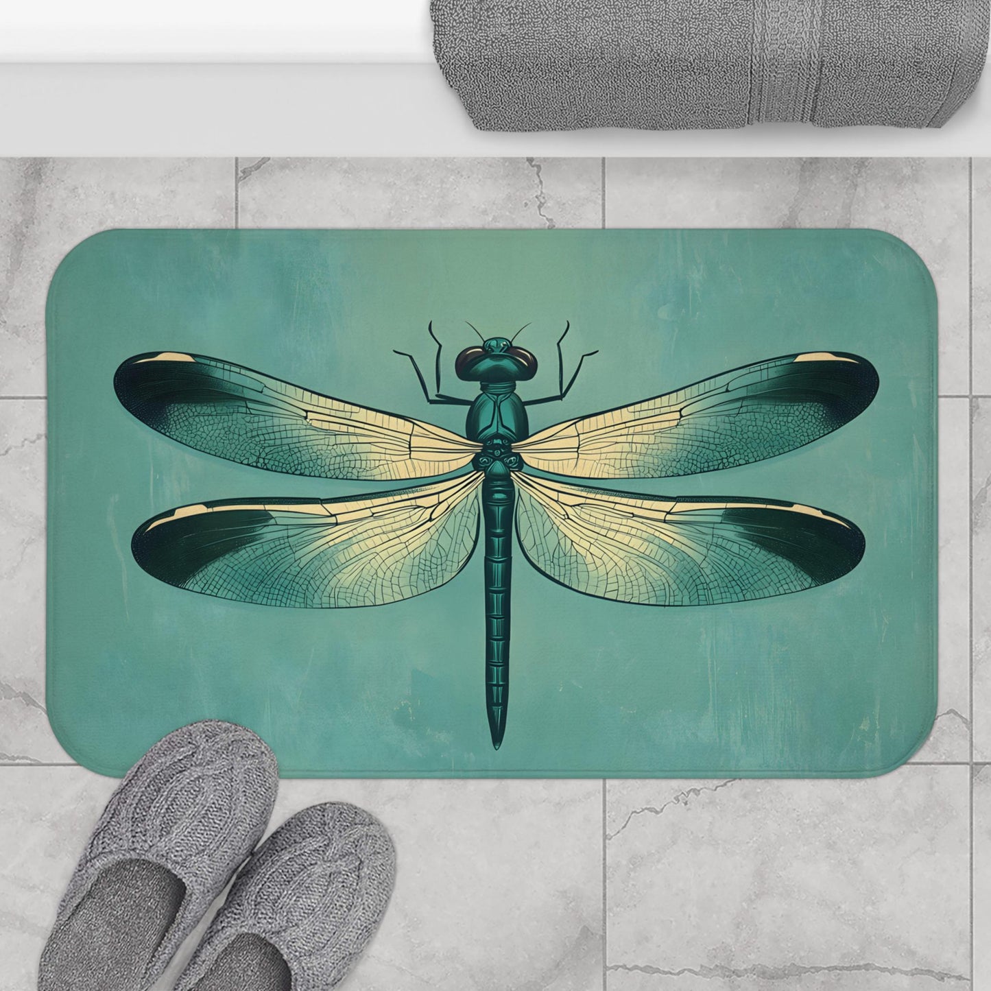 Dragonfly Bath Mat – Artistic Insect Bathroom Rug