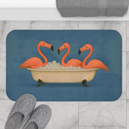 Flamingo Bath Mat – Funny Pink Bird Tropical Bathroom Rug