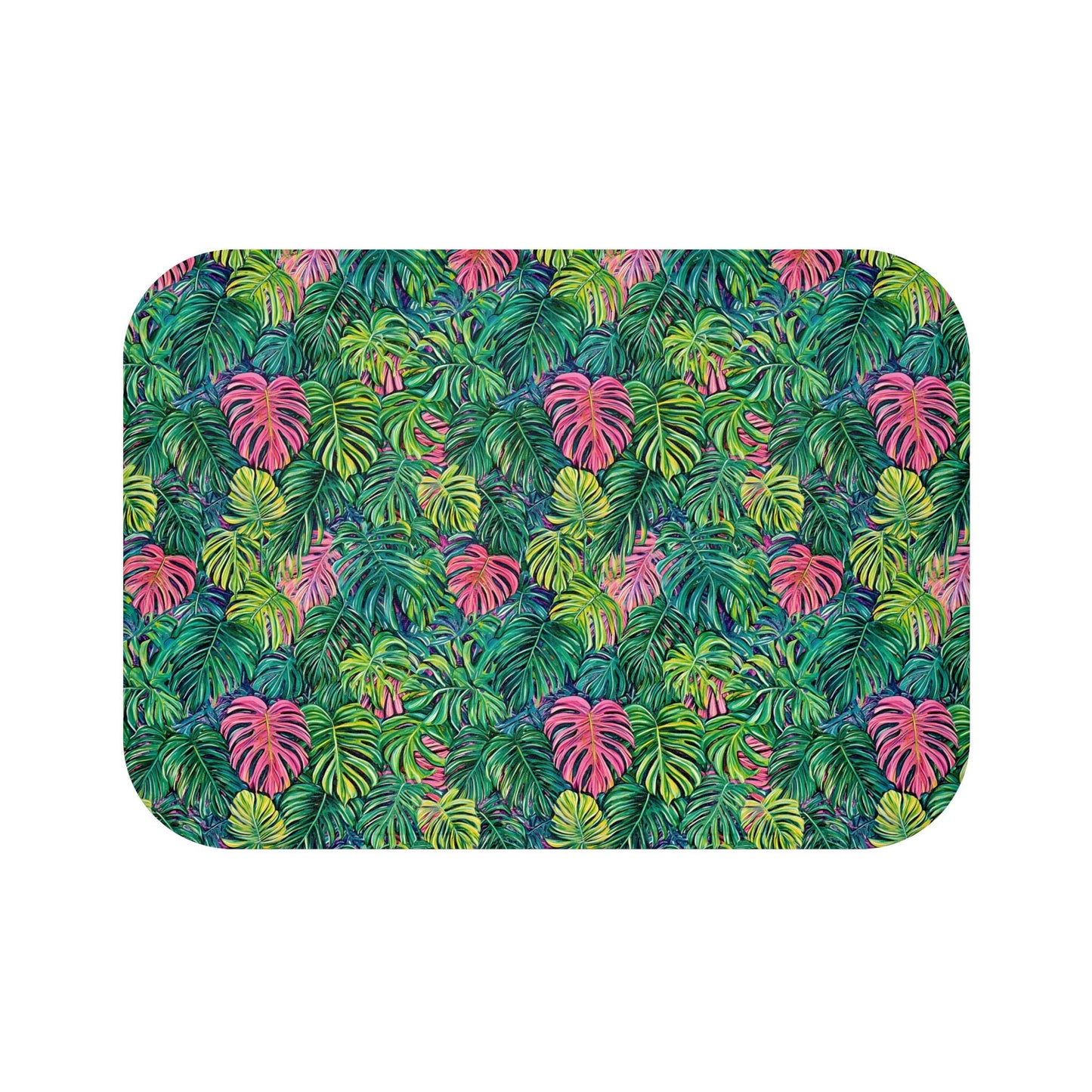 Tropical Leaf Bath Mat - Monstera Bathroom Rug Colorful Jungle Decor