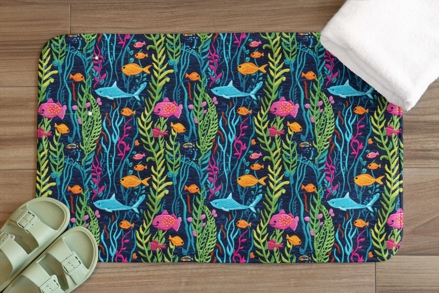 Tropical Fish Bath Mat – Colorful Ocean Bathroom Rug
