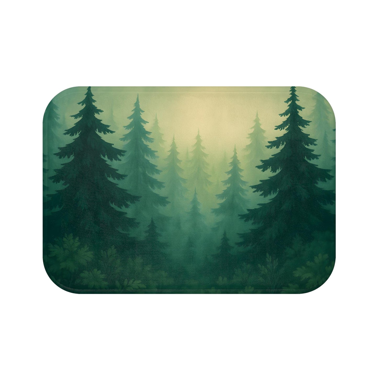 Forest Bath Mat – Pine Trees Nature Bathroom Rug