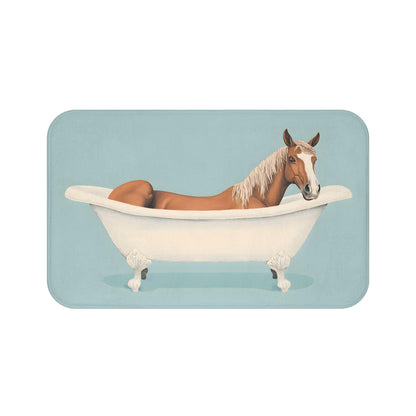 Horse Bath Mat – Elegant Animal Bathroom Rug, Country Farmhouse Decor
