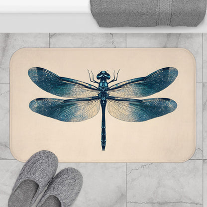 Dragonfly Bath Mat – Nature Bathroom Rug, Botanical Insect Decor, Soft Non-Slip