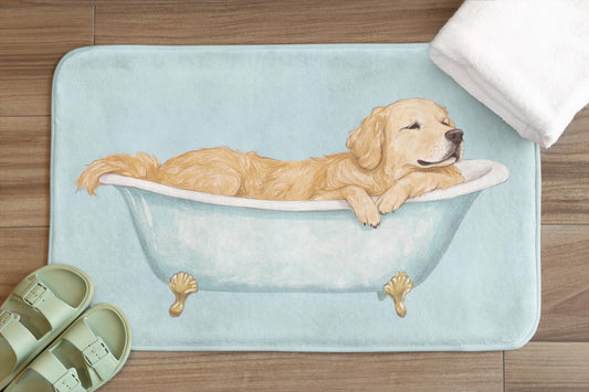 Golden Retriever Bath Mat – Cute Dog Bathroom Rug