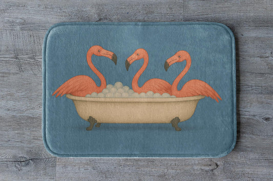 Flamingo Bath Mat – Funny Pink Bird Tropical Bathroom Rug