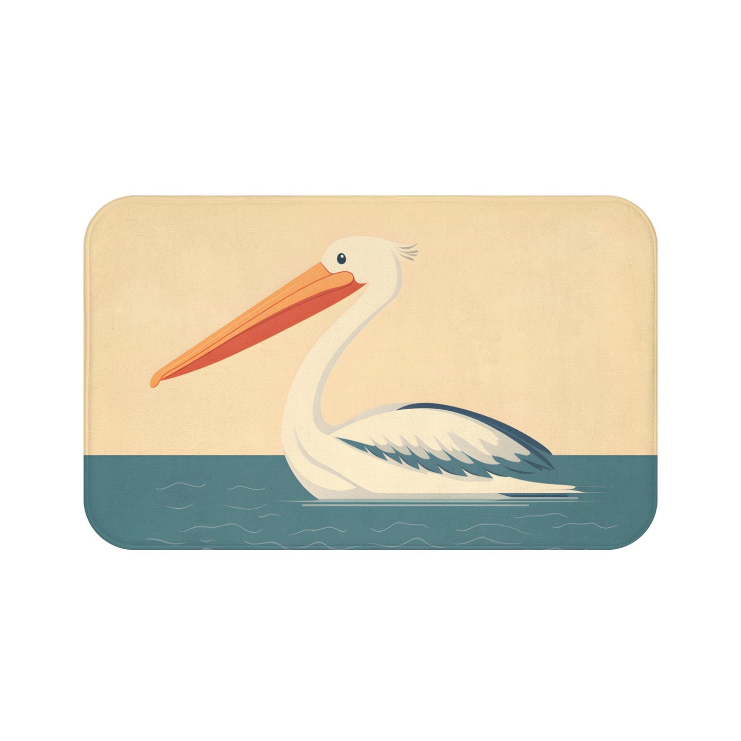 Pelican Bath Mat – Coastal Bird Bathroom Rug with Ocean Theme