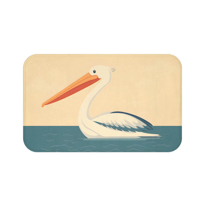 Pelican Bath Mat – Coastal Bird Bathroom Rug with Ocean Theme