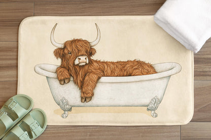 Highland Cow Bath Mat – Rustic Farmhouse Bathroom Rug