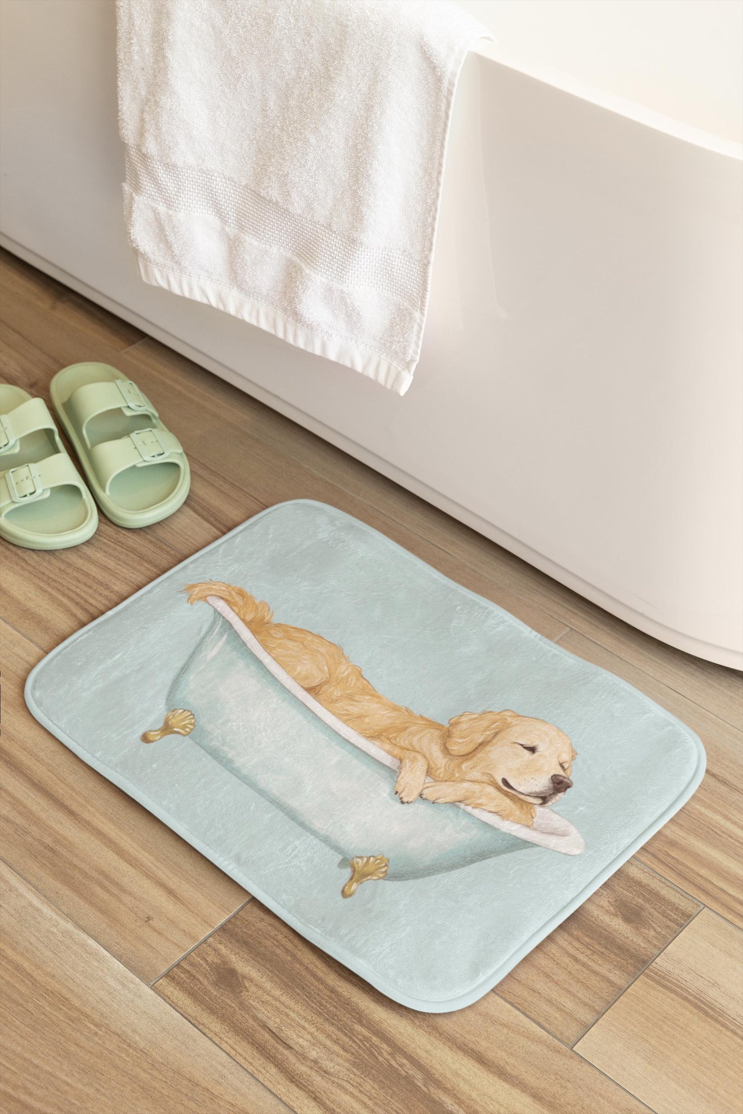 Golden Retriever Bath Mat – Cute Dog Bathroom Rug