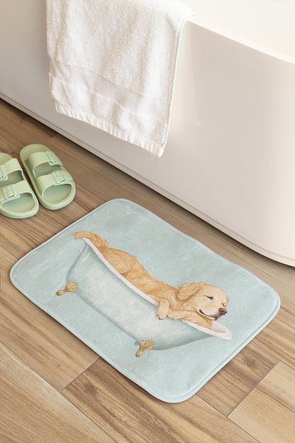 Golden Retriever Bath Mat – Cute Dog Bathroom Rug