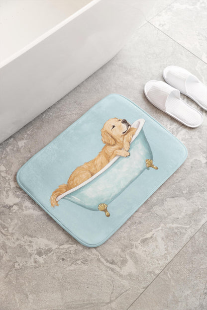 Golden Retriever Bath Mat – Cute Dog Bathroom Rug
