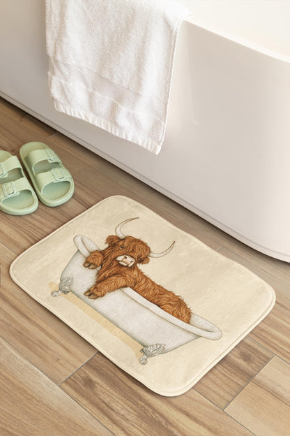 Highland Cow Bath Mat – Rustic Farmhouse Bathroom Rug