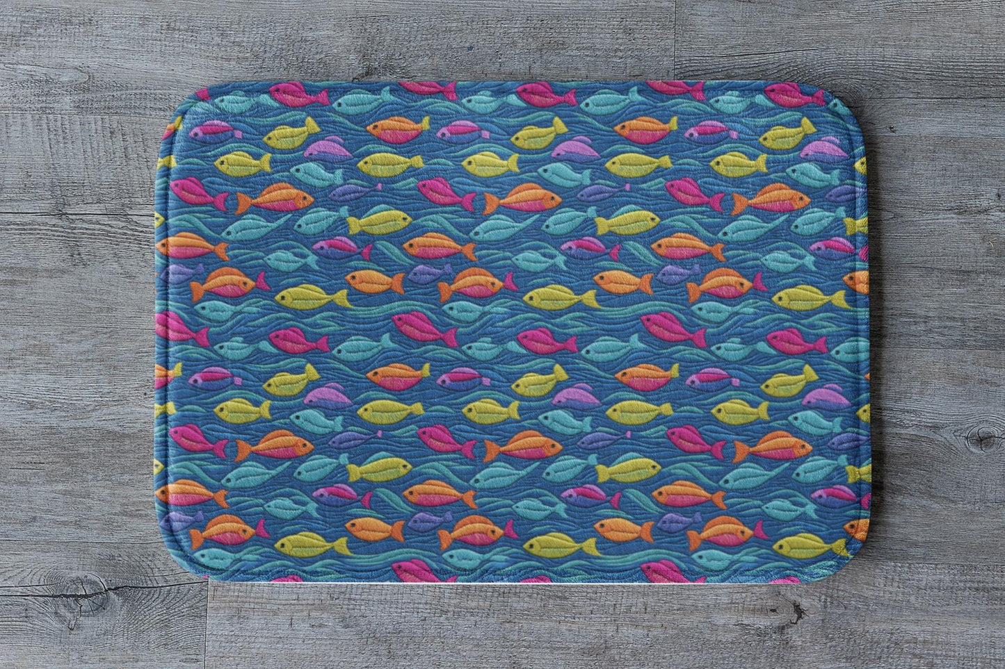Colorful Fish Bath Mat – Ocean Theme Bathroom Decor