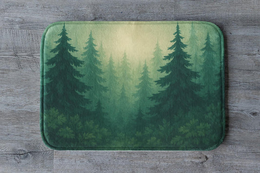 Forest Bath Mat – Pine Trees Nature Bathroom Rug