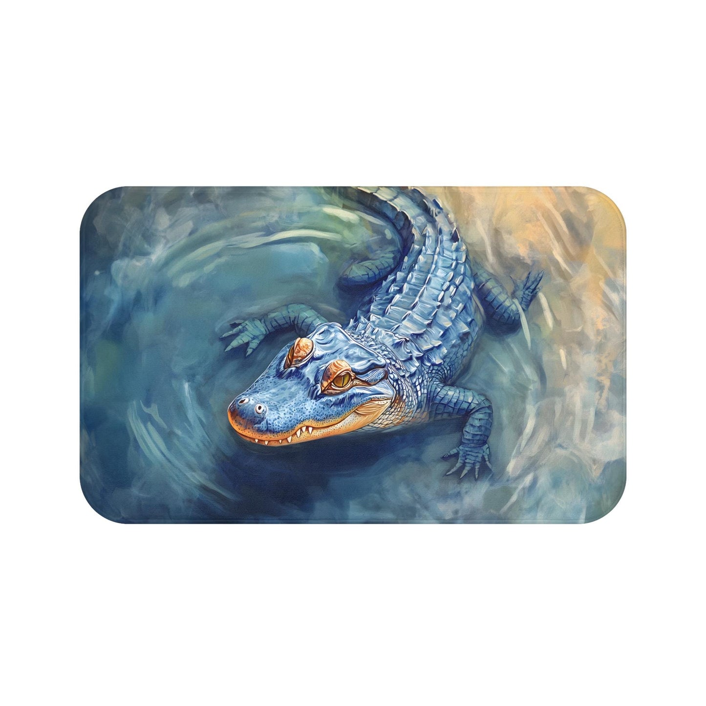 Crocodile Bath Mat – Blue Alligator Bathroom Rug