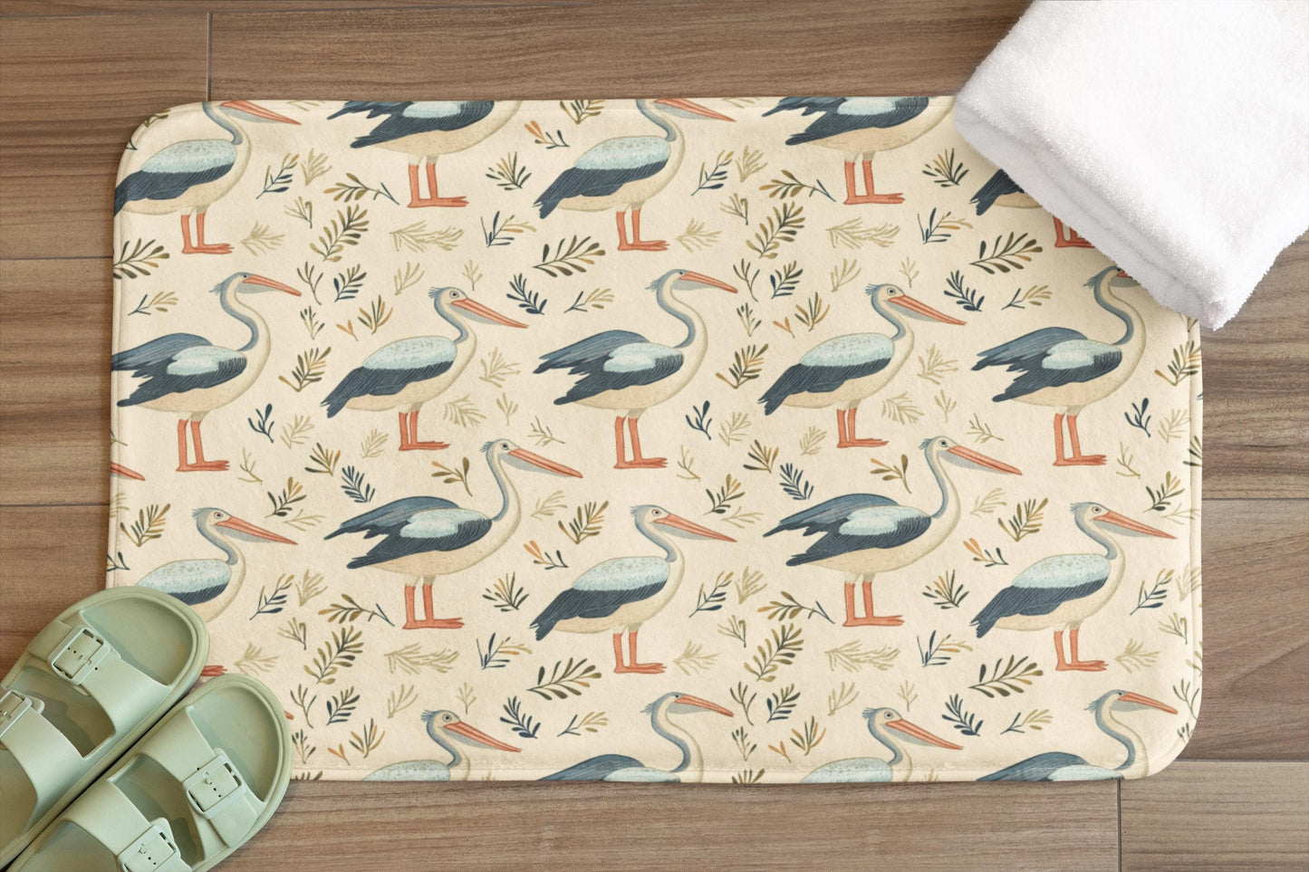 Pelican Bath Mat – Coastal Bird Bathroom Rug