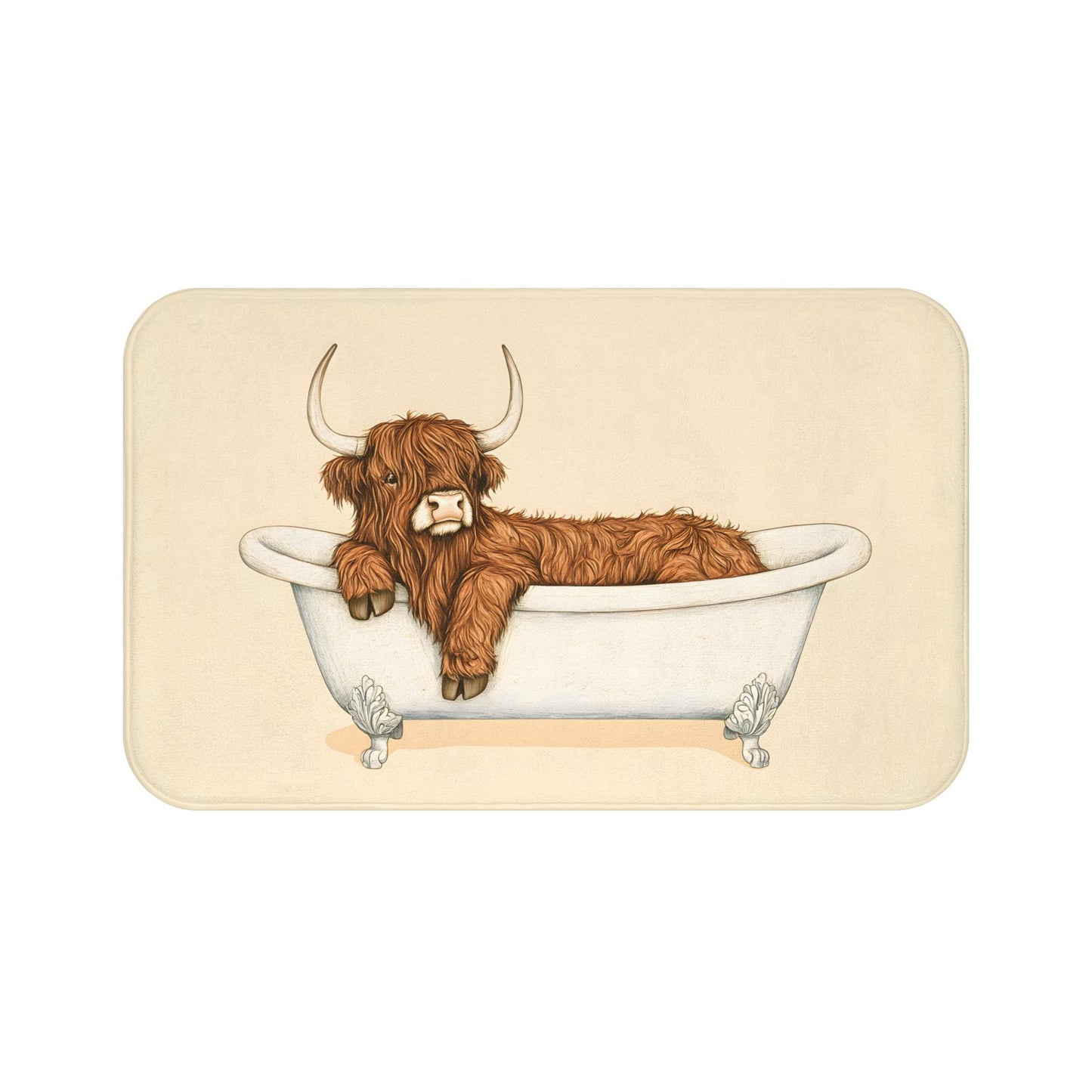 Highland Cow Bath Mat – Rustic Farmhouse Bathroom Rug