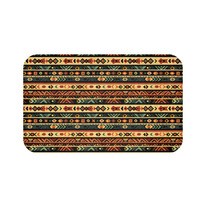 Southwestern Bath Mat – Rustic Boho Bathroom Rug with Tribal Pattern