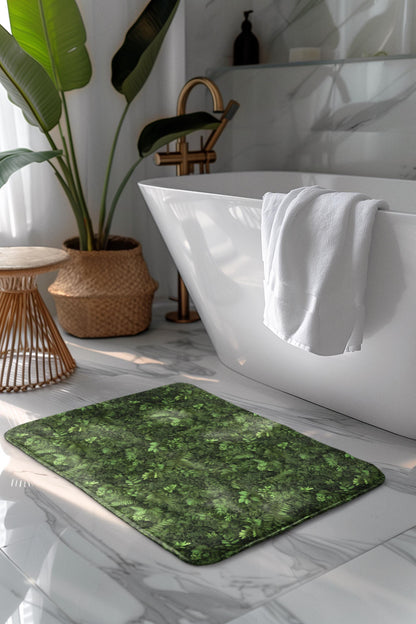 Moss Bath Mat – Green Botanical Bathroom Rug with Nature Design