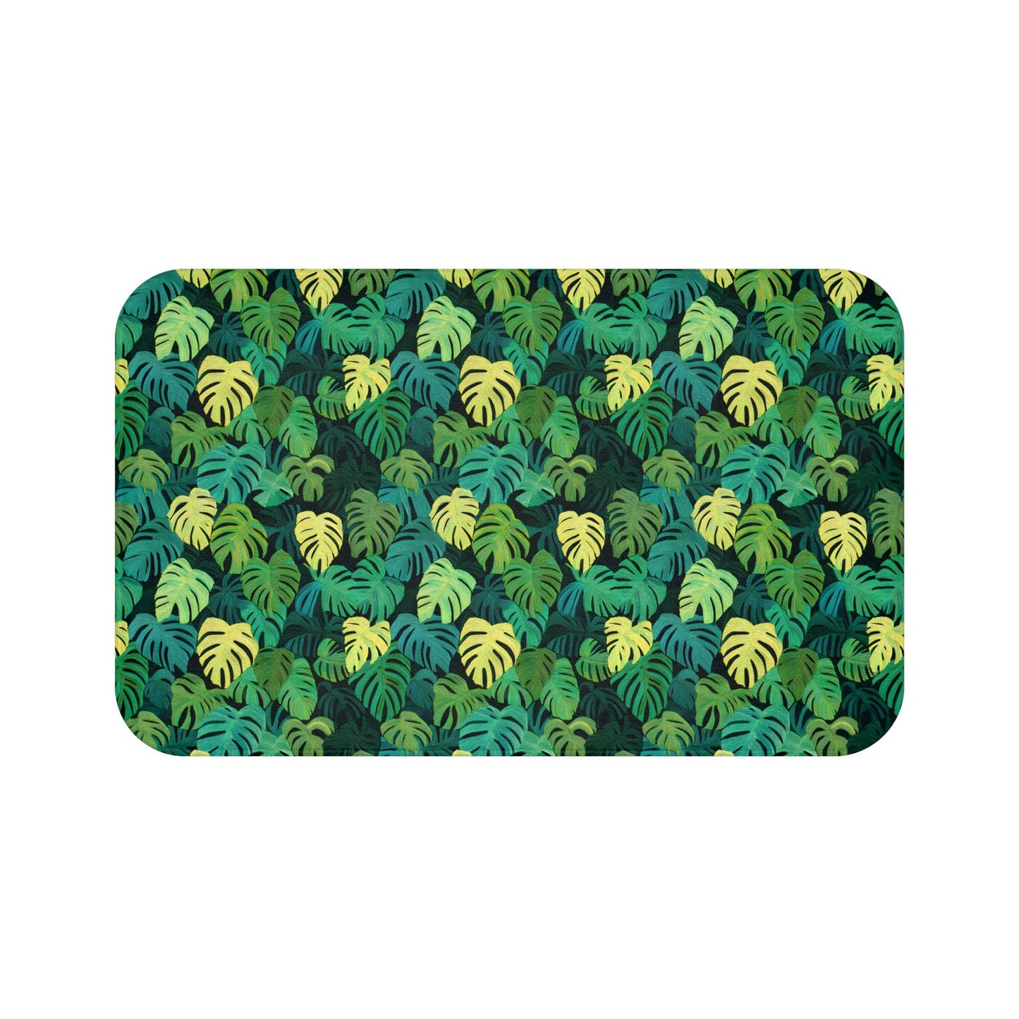 Monstera Bath Mat - Tropical Leaf Bathroom Rug Plant Lover Decor