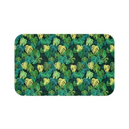 Monstera Bath Mat - Tropical Leaf Bathroom Rug Plant Lover Decor