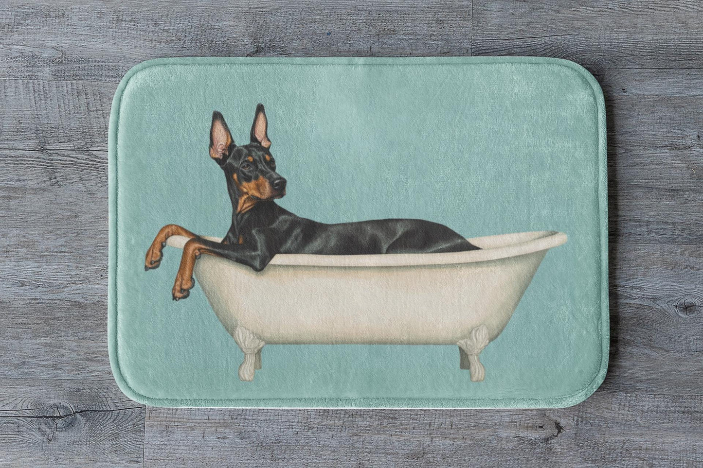 Doberman Bath Mat – Sleek Dog Lover Bathroom Rug