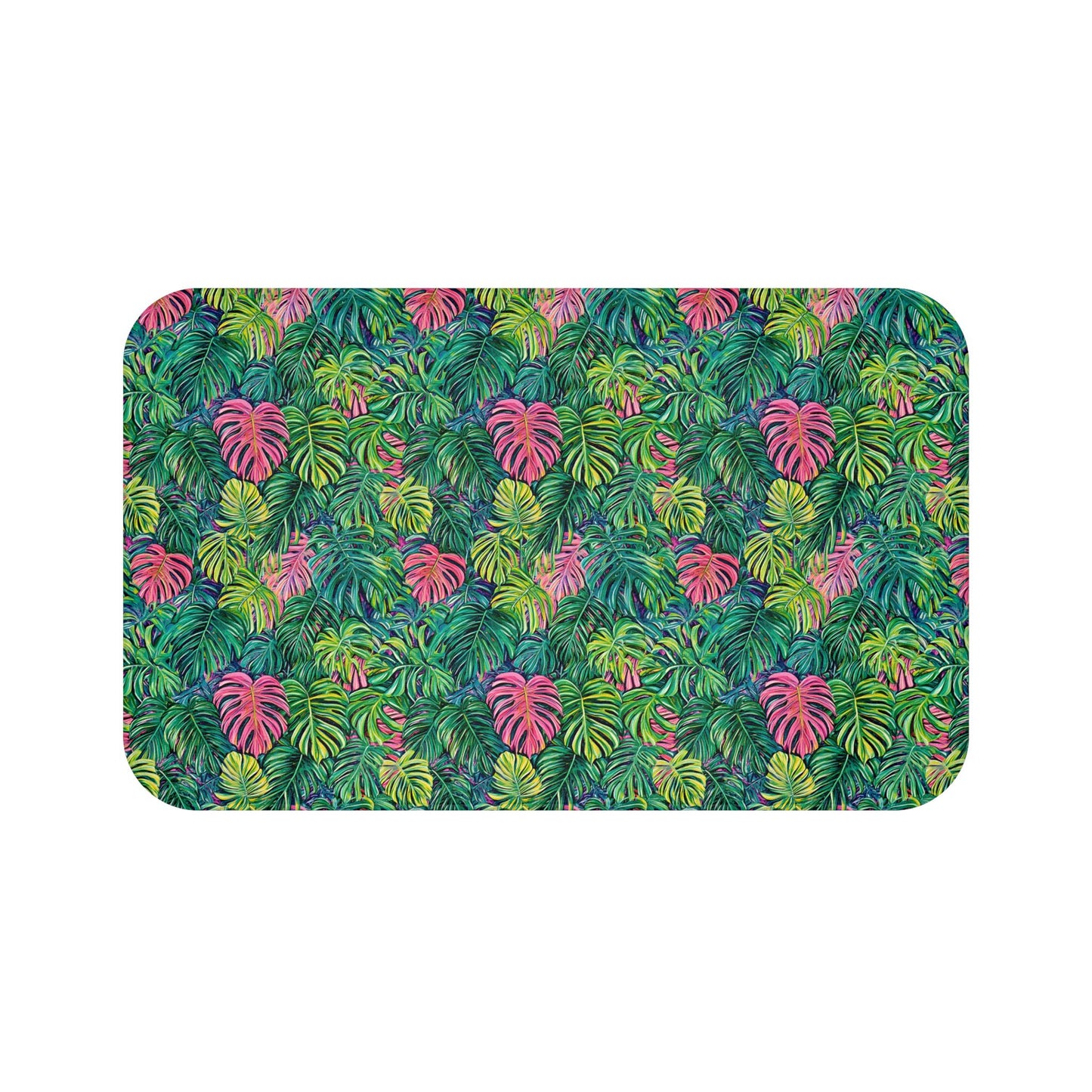 Tropical Leaf Bath Mat - Monstera Bathroom Rug Colorful Jungle Decor