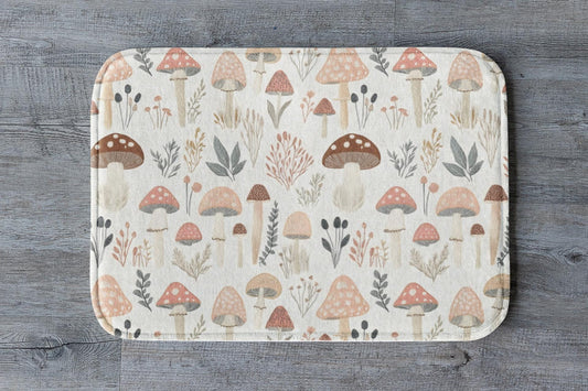 Cottagecore Mushroom Bath Mat – Whimsical Woodland Rug