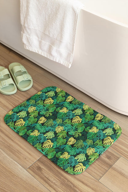 Monstera Bath Mat - Tropical Leaf Bathroom Rug Plant Lover Decor