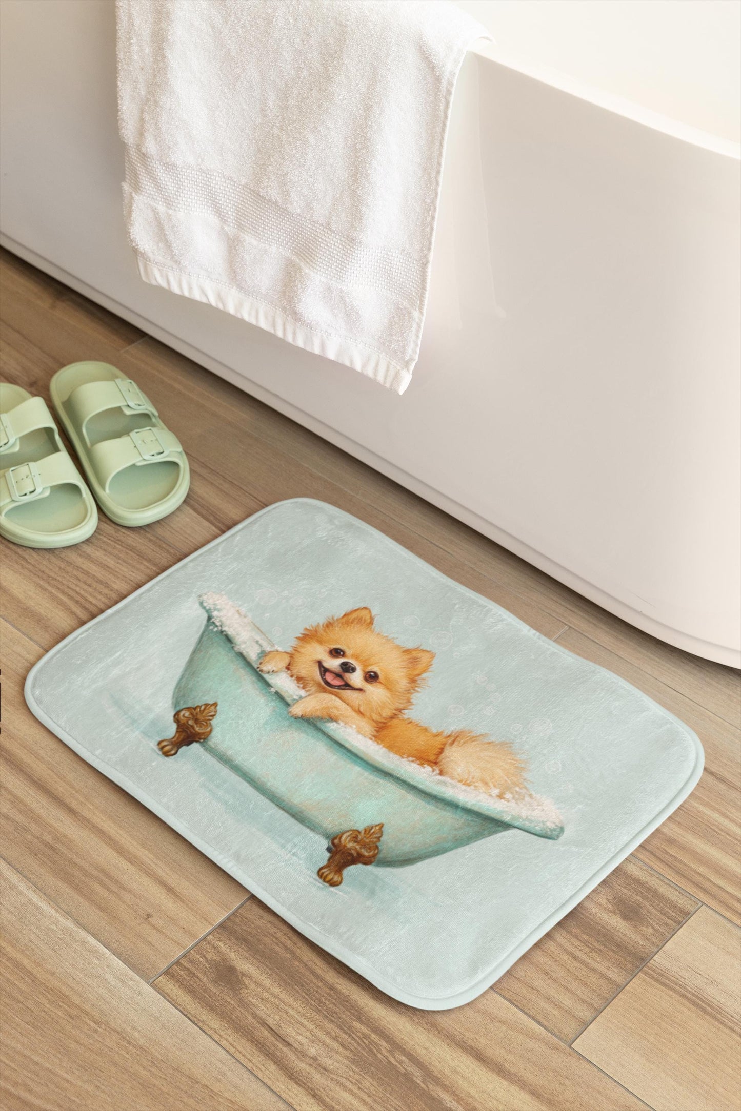 Pomeranian Bath Mat – Fluffy Dog Bathroom Rug