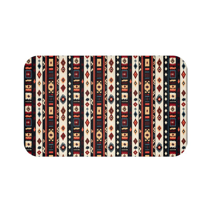 Tribal Stripe Bath Mat – Ethnic Boho Bathroom Rug with Anti-Slip