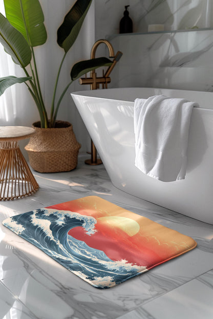 Japanese Wave Bath Mat – Ocean Inspired Bathroom Rug