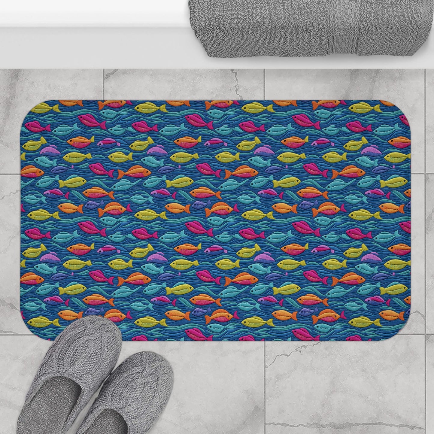 Colorful Fish Bath Mat – Ocean Theme Bathroom Decor