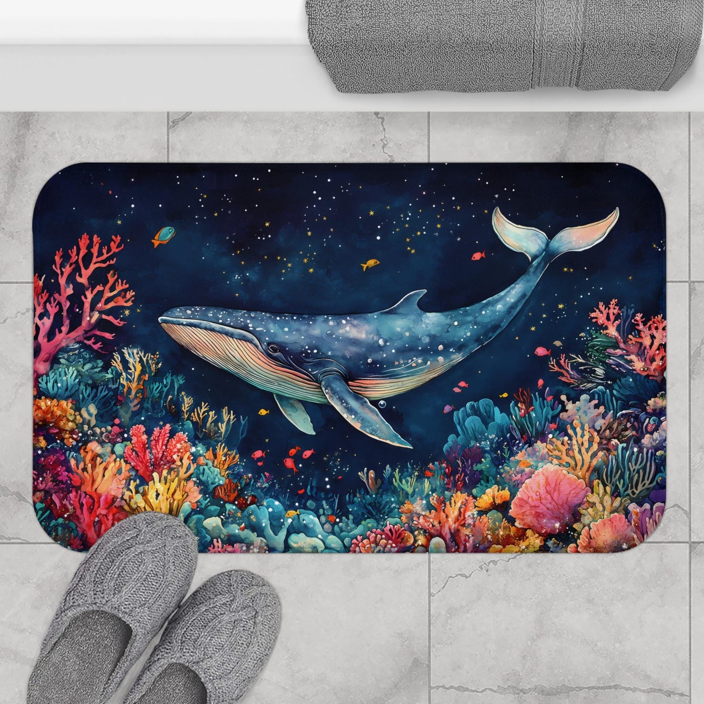 Whale Bath Mat – Nautical Ocean Bathroom Rug