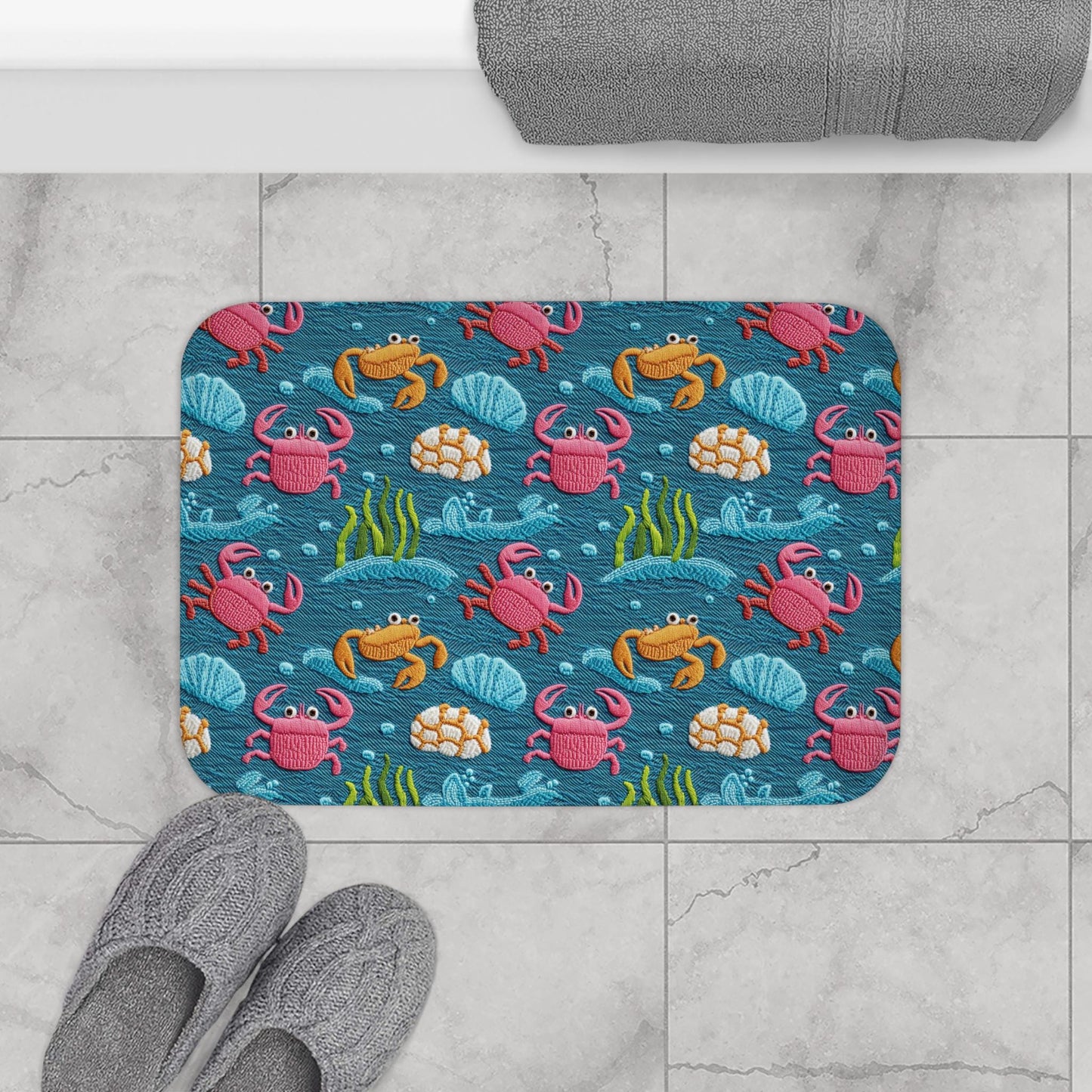 Crab Bath Mat – Coastal Beach Bathroom Decor