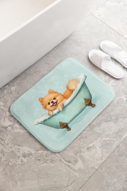 Pomeranian Bath Mat – Fluffy Dog Bathroom Rug