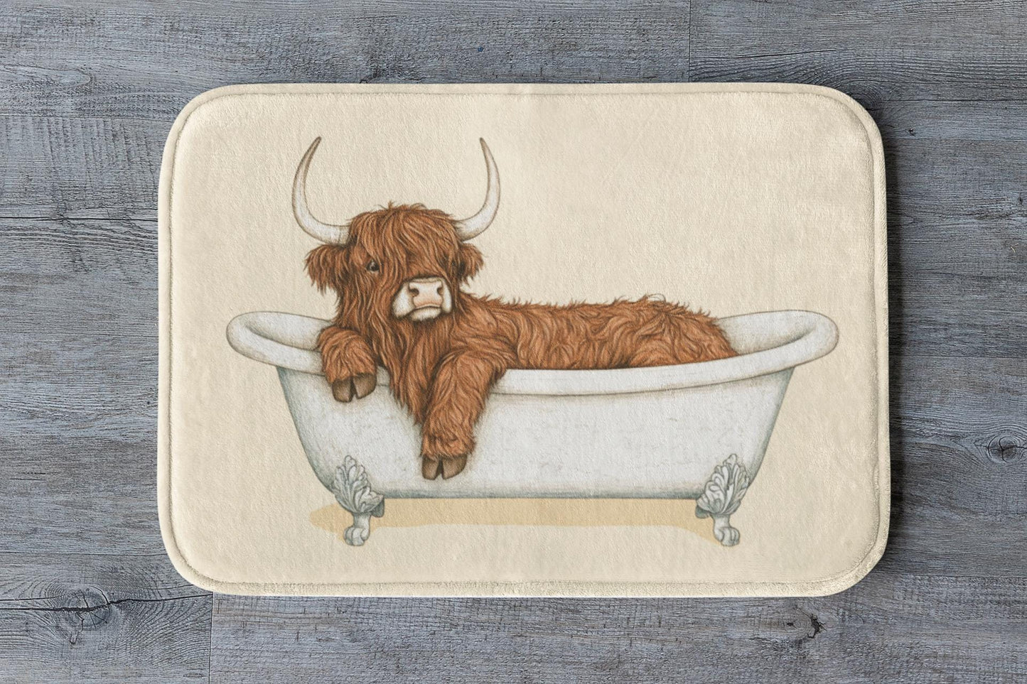 Highland Cow Bath Mat – Rustic Farmhouse Bathroom Rug