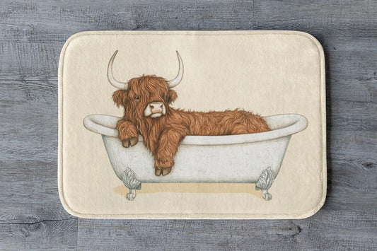 Highland Cow Bath Mat – Rustic Farmhouse Bathroom Rug