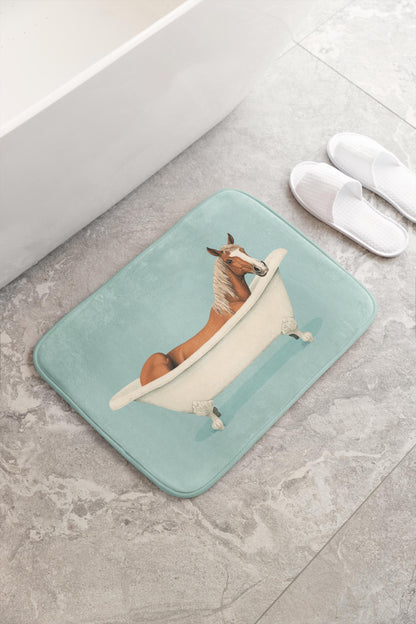 Horse Bath Mat – Elegant Animal Bathroom Rug, Country Farmhouse Decor