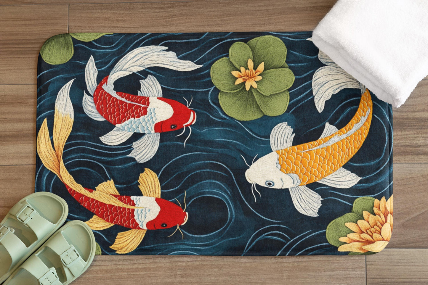 Japanese Koi Fish Bath Mat – Zen Inspired Bathroom Decor