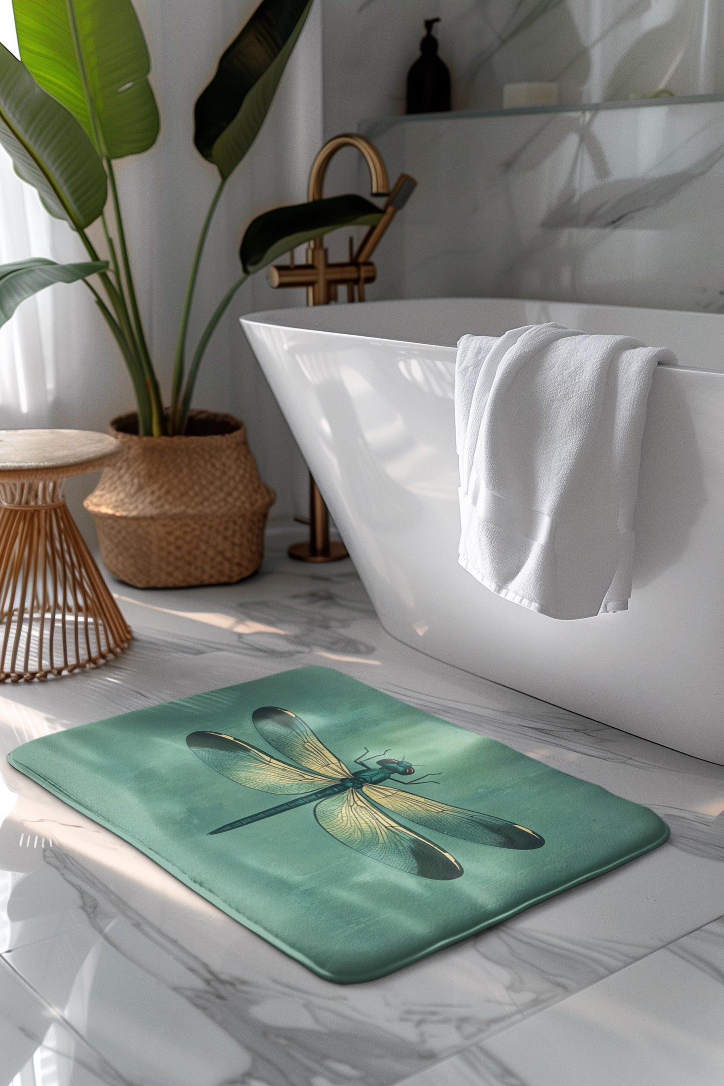 Dragonfly Bath Mat – Artistic Insect Bathroom Rug