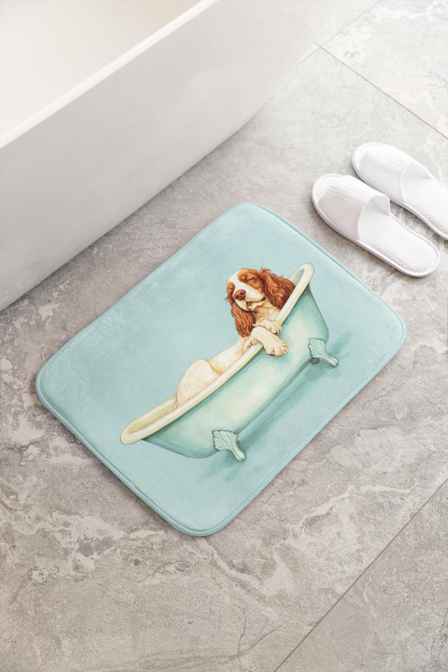 Cavalier King Charles Spaniel Bath Mat – Cute Dog Bathroom Rug