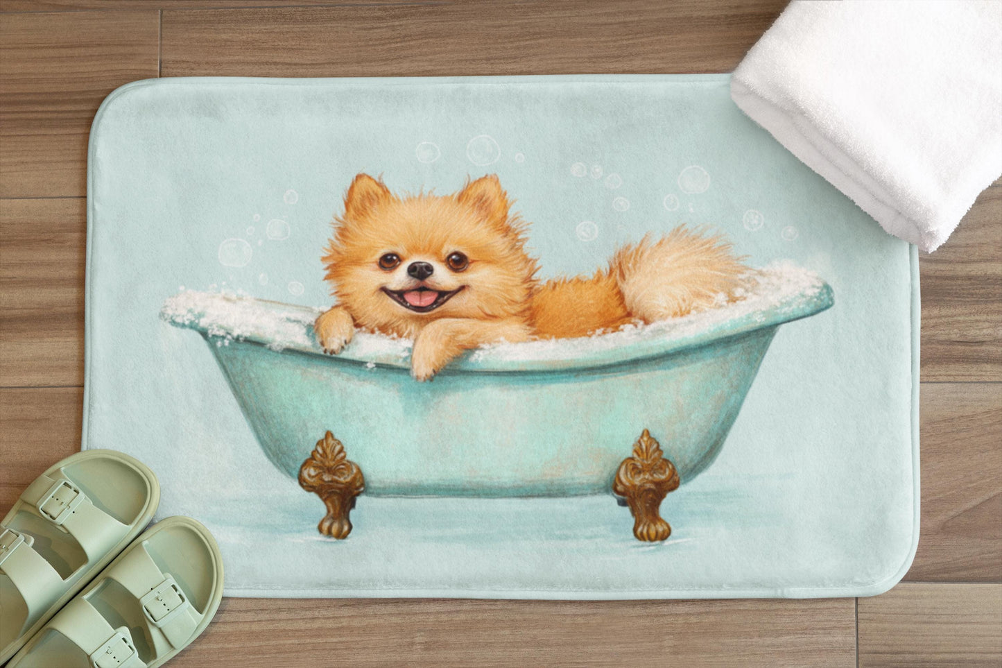 Pomeranian Bath Mat – Fluffy Dog Bathroom Rug