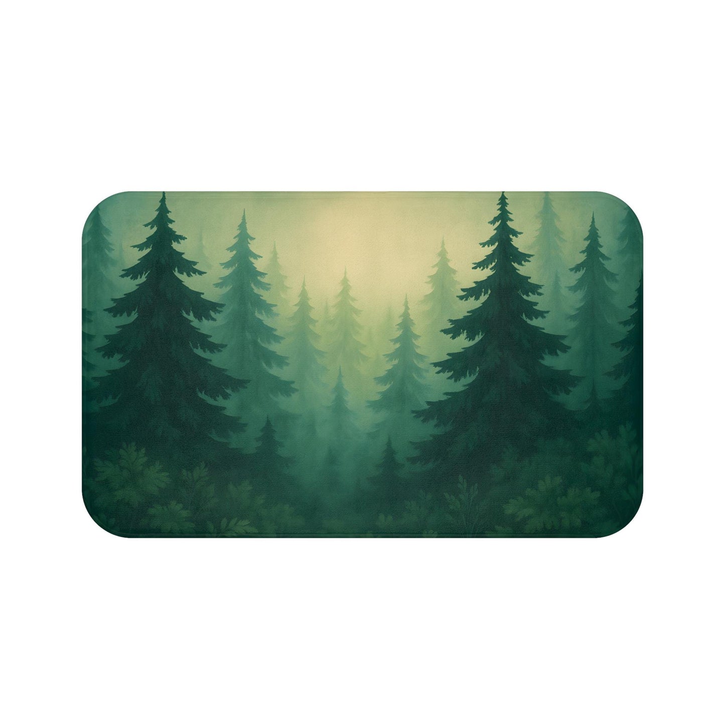 Forest Bath Mat – Pine Trees Nature Bathroom Rug