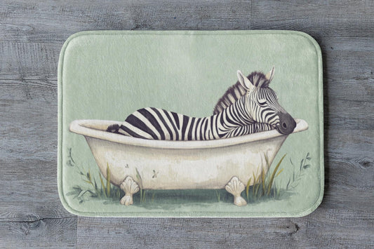 Zebra Bath Mat – Safari Animal Bathroom Rug, Jungle Decor, Soft Non-Slip