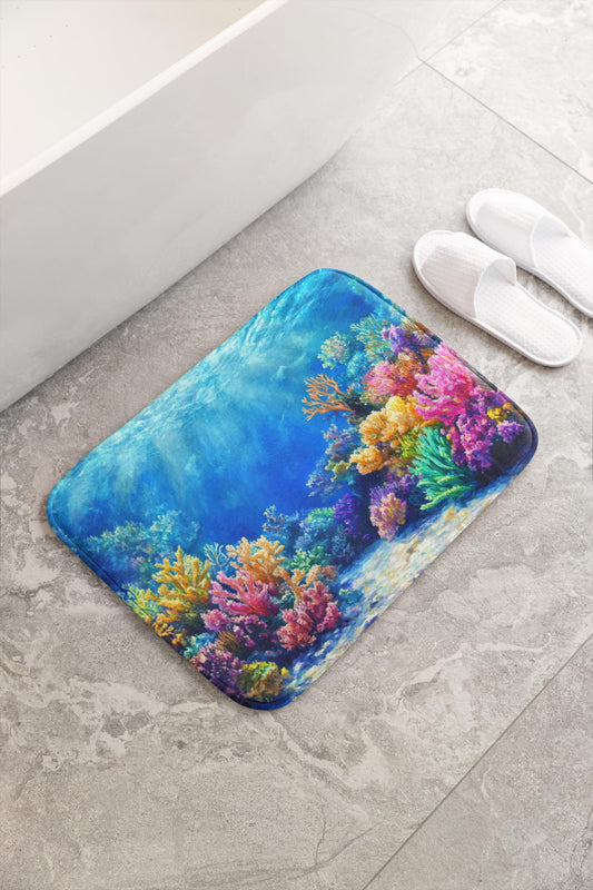 Coral Reef Bath Mat – Tropical Ocean Bathroom Rug